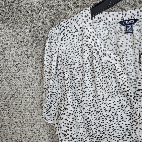 Chaps Top Womens Plus 1X White Sheer Crinkle Blouse V-Neck Flutter Sleeve Ladies - Picture 4 of 7